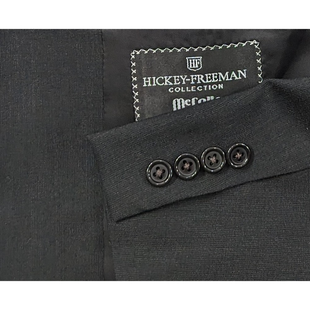 Hickey‎ Freeman Blazer Sport  Jacket Suit Coat Dark Gray Subtle Crosshatch 44L